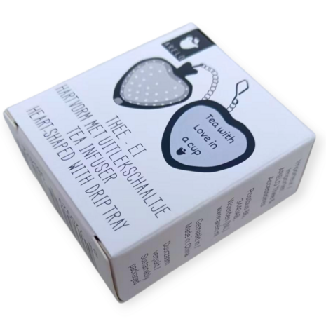 Thee ei - RVS - Hartvorm met uitlekschaaltje